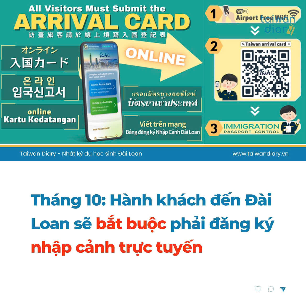 Thông tin nhập cảnh trực tuyến tại Đài Loan